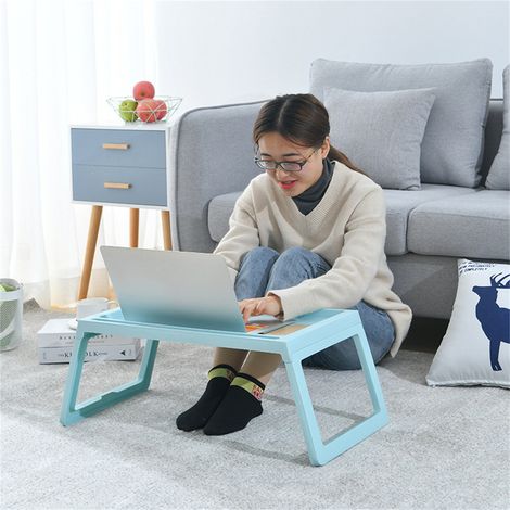 Tablette de lit portable et légère pour ordinateur portable, mini table de pique-nique bleue (1/5)