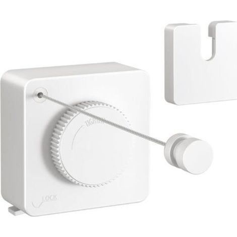 Étendoir à linge rétractable pour intérieur et extérieur, résistant et non affaissé, en acier inoxydable, à fixation murale, 4,6 m (carré, blanc) (1/5)