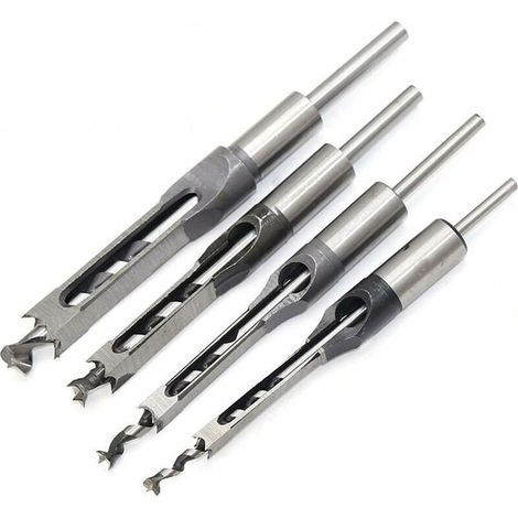Jeu de 4 bédanes Forets à trou carré, bédanes creux en acier Outils de menuiserie Set (1/4 -1/2 - 5/16 - 3/8 pouces) (1/4)