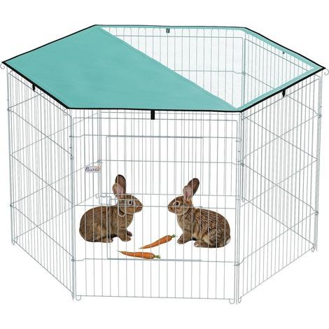 Dog Enclosure with 6 Panels and Roof, Foldable Playpen 76cm High, Modular Fence for Small Dogs, Indoor/Outdoor Use (1/5)