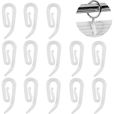 Crochets de rideau en plastique blanc pour porte/fenêtre, ruban de tête de rideau, crochets de draperie 2,8x1,2 cm (lot de 50) (1/5)