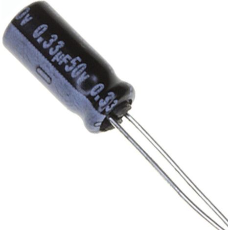 Condensador Electrolitico 0,33uF 50Vdc Medidas 4x5mm Radial