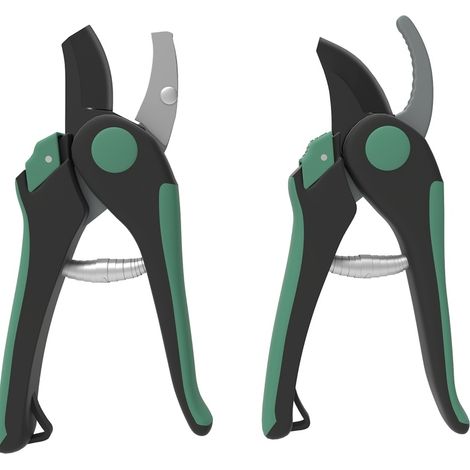 Set de tijeras de podar de metal 2 piezas con bypass y yunque verde y negro HOMVRA (1/5)