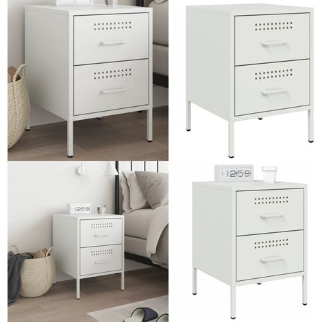 Nachttisch Weiß 36x39x50,5 cm Stahl - Industriel Stil - Nachttisch - Schubladen - Metall Tisch - Stahlschrank - Home & Living (1/5)