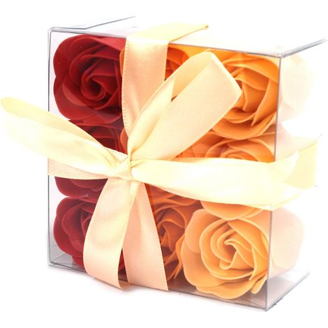 Lot de 9 Boîtes à Fleurs à Savon - Roses Pêche- Vendu par 1 (1/4)