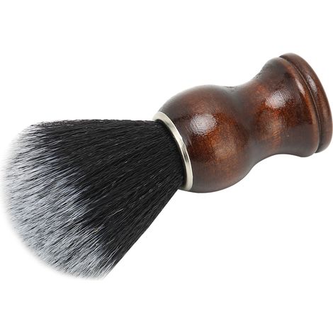 Brosse à raser homme barbe, pinceau de rasage en bois pour salon coiffeur, élimine poils cassés, manche naturel, usage professionnel, kit barbier. (1/5)