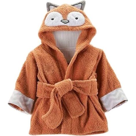 Peignoir bébé unisexe à capuche en coton doux – Absorption d'eau forte – Motif animal mignon – Taille 0-24 mois (1/3)