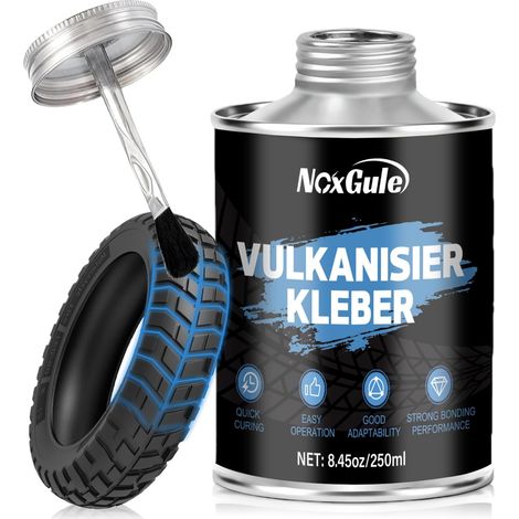 250ml Colle Vulcanisante Pneu, Colle Pneu Voiture, Colle Rustine Colle Meche Pneu, pour Réparer Fissures,Déchirures Dommages aux Pneus,Mèche pour Pneu, Colle pour Meche Pneu (1/5)