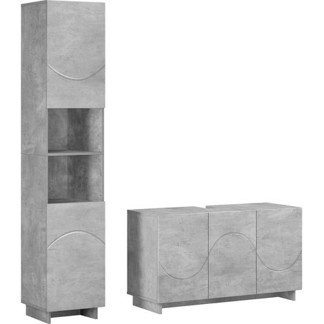 Set mobili da bagno 2 pz Grigio Cemento Legno ingegnerizzato vidaXL (1/5)