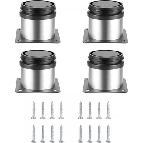 4 Pièces Pieds de Meubles Réglables, Pied de Table Reglable Hauteur Métal, Pieds Meuble Cuisine, Pieds de Meubles Armoires éTagèRes Table Acier Inoxydable, avec Vis (50X50MM, Argent) (1/5)