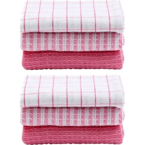 Juego de 6 toallas de cocina, de algodón absorbente, a rayas, para la cocina y el secado. (1/5)