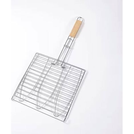 Panier à barbecue Lot de 2 Acier inoxydable Grille pliable Pour la cuisson du poisson et des légumes Poignée (1/5)