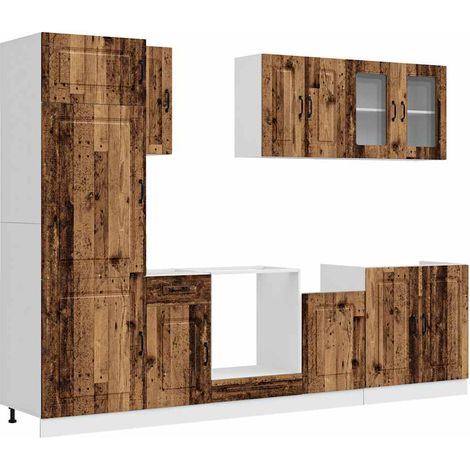 Maison Exclusive - Mueble cocina Kalmar madera vieja 8 pzas mader (1/5)