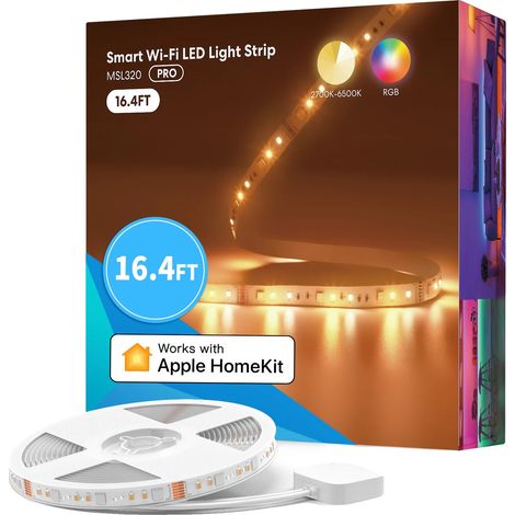 Ruban LED intelligent, contrôle WiFi, couleurs ajustables, adaptateur RGB-EU, 18W, 5m (1/2)