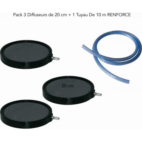 Pack 3 Diffuseurs D'Air Disques 20 cm + 1 Tuyau RENFORCE 10 m, Bassins (1/5)