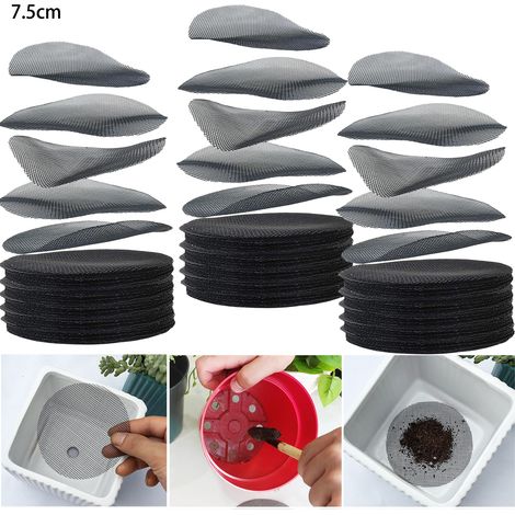 Tampon de maille de trou de Pot de fleur de 1000 pièces, écrans de trou de Drainage de Pot de plante de 75mm, Anti-perte de sol, maille de tapis (1/5)