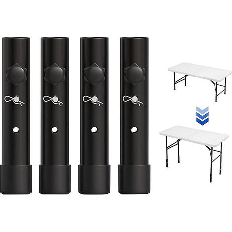 4 Pcs Rehausseurs De Pieds De Table Ajustable 20cm Noir Rallonges De Pieds De Table Pour Table Pliante