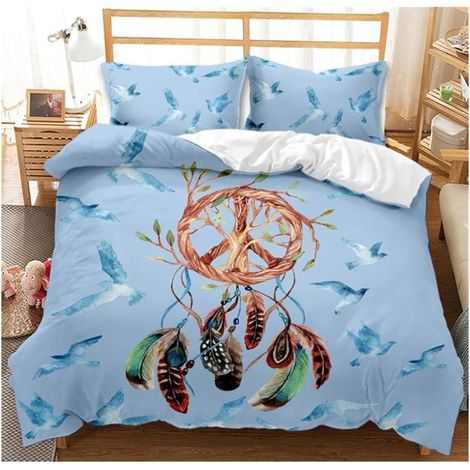 Sets de Housse de Couette Adulte Enfant, 3D Parure Imprimé Attrape Rêves Housse de Couette Microfibre Pigeon Bleu,200x200cm - YKX (1/5)