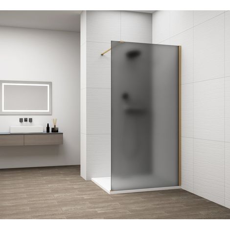 ESCA GOLD MATT Panneau de douche monobloc en verre, montage mural, verre fumé mat, 800 mm (1/4)