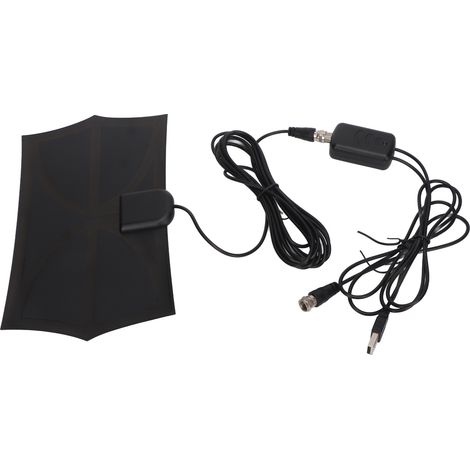 Antenne TV compatible 4K et 1080p, portée de 480 km, pour une utilisation intérieure et extérieure, compatible avec Fire Stick et tous les anciens téléviseurs (noir). (1/4)