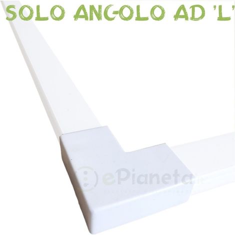 2 mt Canalina per cavi elettrica 100x60 mm in plastica passacavi bianco coprifili a parete con copertura Angolo a "L"