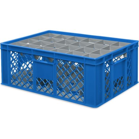 BRB Gläserkiste 600x400 mm für 15, 24, 33 oder 40 Gläser, farbig (Blau, für 24 Gläser Ø 87 mm, Glashöhe max 205 mm)