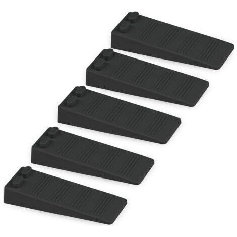 5 pièces cale porte caoutchouc souple, Hauteur Reglable Antidérapante bloc, Non Toxique, Non Odeur arrêt de porte, Protège Sols et Murs, Pour Tapis, Béton, parquets (Noir)