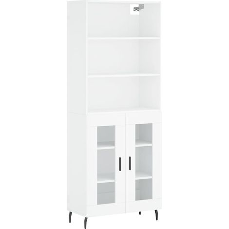 Buffet credenza cassettiera armadio mobile contenitore organizer cucina soggiorno salotto alto 69,5 x 34 x 180 cm legno ingegnerizzato bianco 020032733