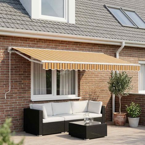 vidaXL Tela de cenefa de toldo de repuesto rayas amarillo y gris 400 cm (1/5)