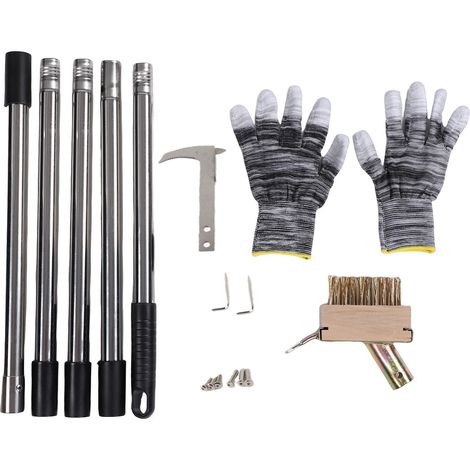 Ensemble d'outils de désherbage pour fissures avec manche réglable de 160 cm (63 po) de long, brosse de désherbage 2 en 1 en acier inoxydable pour terrasses, allées et trottoirs, élimination de la mou
