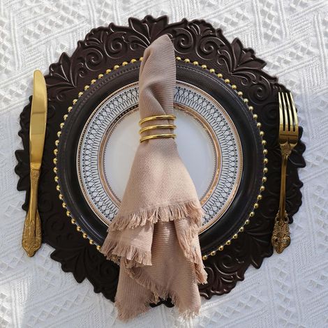 Set de table rond en cuir synthétique, 38 cm (15 pouces), lot de 4, durable, résistant à la chaleur. (1/5)