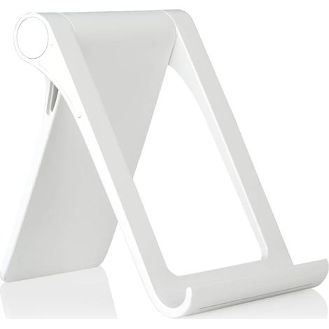 Soporte blanco ajustable y portátil para tablet, lector electrónico y smartphone