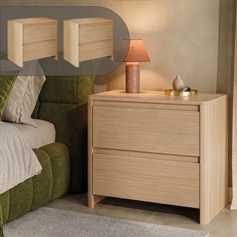 Set di 2 Comodini Takranmaa con 2 Cassetti 54x60x40cm Effetto Rovere [en.casa] (1/5)