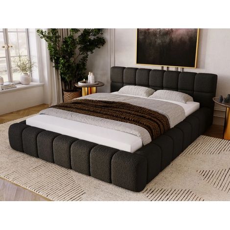Lit rembourré avec rangement 180x200 bouclé noir Alicante (1/5)