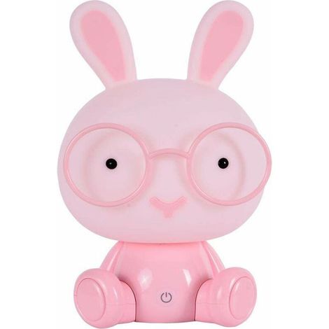 LED Bunny Night Light Tea Light Lampes pour enfants Protection des yeux Lumière d'urgence Toucher la décoration Chambre Table de chevet éclairage d'ambiance, Rose 23cm (1/5)