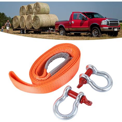 (Exclusivité Mexique) Corde de remorquage d'urgence pour SUV et véhicules tout-terrain, 6 tonnes (rouge orange, 4 m) (Contactez le vendeur pour un emballage individuel) (1/5)