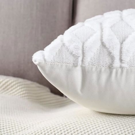 Taies d'oreiller - 45x45 cm - Velours Doux - Blanc - Design Rayé Étiquette (1/4)