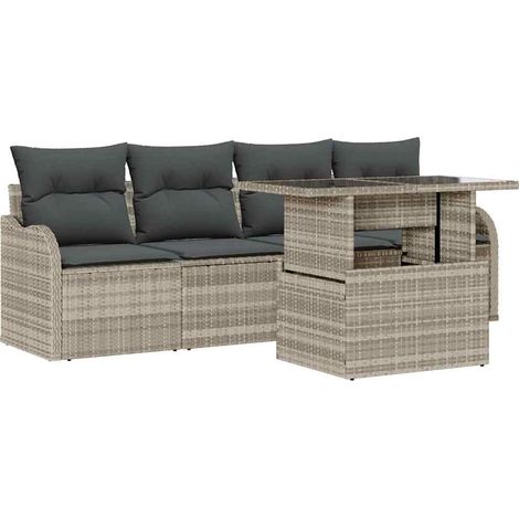 Maison Exclusive - Set Divano da Giardino 5 pz 4-Numero di posti Grigio chiaro (1/5)
