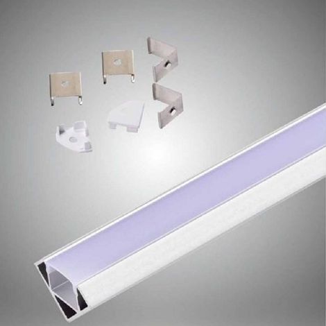 TrAdE Shop Traesio - Profilo In Alluminio Da 2mt Angolare Copertura Opaca Per Strip Led Strisce Al-06 - (1/4)