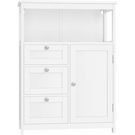 Meuble de Rangement pour Salle de Bain, 3 Tiroirs, 30 x 60 x 80 cm, Blanc (1/5)