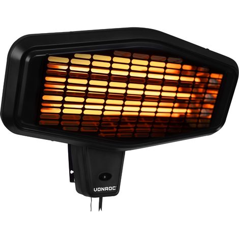 VONROC Calefactor Amiata 2200W - Elemento de cuarzo - 3 niveles de calor - Para montaje en pared