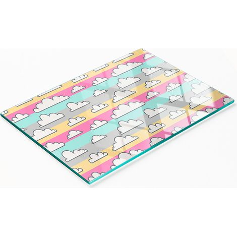 Tagliere e vassoio da cucina decorativo in vetro effetto nuvola, 80x52 cm (1/5)