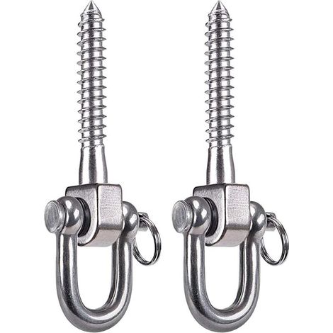 Ganchos para columpio de 180° (paquete de 2), acero inoxidable SUS304, capacidad de carga de 800 kg, para parques infantiles, yoga, hamacas, cuerdas, sacos de arena, sacos de boxeo, porches - Crezuo