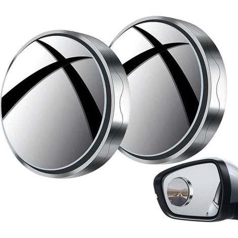 Miroir D'angle Mort - Silver - Rétroviseur Latéral Convexe - Vision 360° - Étanche - Facile à Installer (1/4)