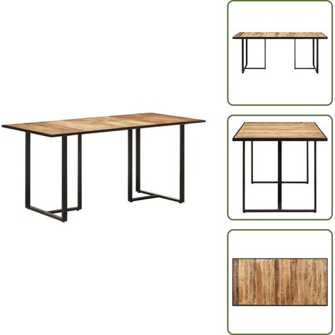 Table de salle à manger 160 cm Bois de manguier brut - Table À Manger - Table Industriel - Table Bois - Table Manguier - Meubles Salon (1/5)