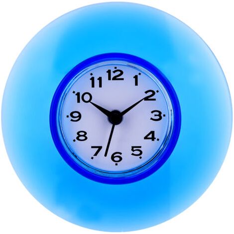 QORVA-Mini salle de bain cuisine miroir ventouse horloge murale douche étanche Quartz horloges décoration bleu