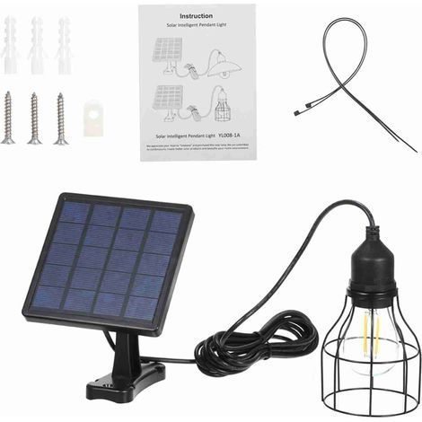 E27 solar-powered pendant light, sensitive outdoor light, IP65 water resistance, for garden, yard, patio, balcony, landscape (1/5)