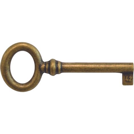 Chiavi per mobili mod.33728 in ottone florence - mm.29x77 lunghezza gambo mm.42