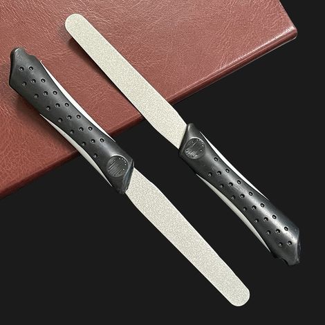 Lot de 2 limes diamantées fines en acier inoxydable, manche gris-noir, grain 400, 190 mm, flexible, résistantes à la rouille (1/5)