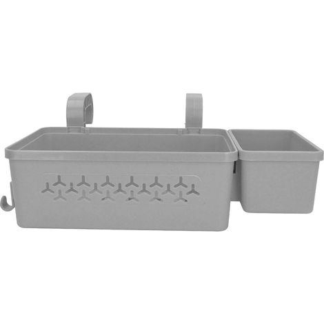Panier de rangement au bord de la piscine, épais, suspendu avec porte-gobelet, pour boissons, serviettes, sur Rail supérieur de 2,3 pouces ou moins, gris foncé. (1/5)
